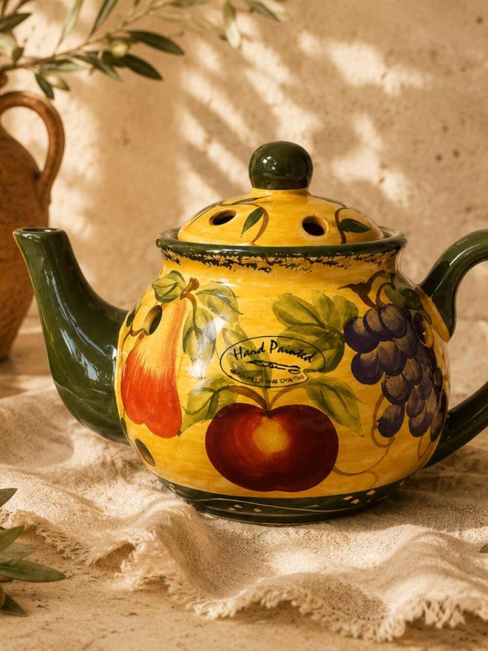 Casa Vero Hand Painted Teapot Candle Warmer
